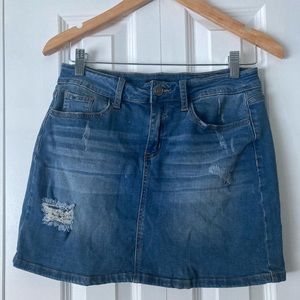 Distressed Mini Jean Skirt